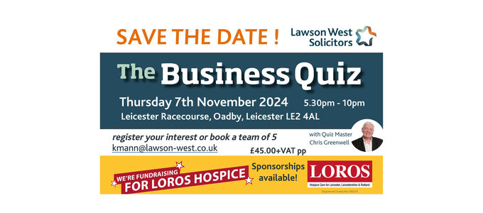 Last Few Teams Available!    'The Business Quiz' - 7th Nov 2024